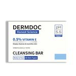 Buy DERMDOC by Purplle 0.5% Vitamin E Cleansing Bar (75 gm) | Soap Free, Alkali Free | Mild, Gentle Cleansing Soap, Moisturising Soap, pH 5.5 Soap | vitamin e for dry skin | facial cleansing bar - Purplle