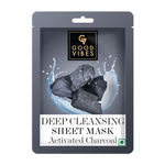 Buy Good Vibes Activated Charcoal Deep Cleansing Sheet Mask | Detoxifying, | Cleanses Dirt & Impurities (20 g) - Purplle