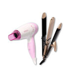 Buy VEGA 3 in 1 Hair Styler, Straightener, Curler & Crimper (VHSCC-01), Black + VEGA Insta Glam Foldable 1000 Watts Hair Dryer With 2 Heat & Speed Settings, VHDH-20, Pink (Made In India) - Purplle
