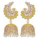 Buy Sukkhi Traditional Pearl Gold Plated Peacock Meenakari Jhumki Earring for Women - Purplle