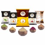 Buy Online Quality Store Face Pack Powder Combo - 900 gm (Set of 5) |multani mitti powder |chandan powder |orange peel powder |neem powder |rose powder for face {Mti_chan_orge_nm_ros_900} - Purplle