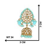 Buy ACCESSHER Tilak Shaped Antique Gold Plated Jhumka Earrings with Handcut Mirrors & Ocean Blue Beads - Purplle