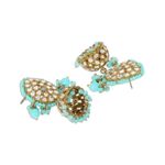 Buy ACCESSHER Tilak Shaped Antique Gold Plated Jhumka Earrings with Handcut Mirrors & Ocean Blue Beads - Purplle