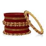 Buy ACCESSHER Gold Plated Rhinestone Bangles, Delicate Gold Beads Bangles & Velvet Bangles Mix Set of 20- (Size - 2.6) - Purplle