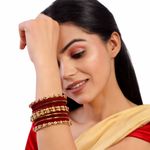 Buy ACCESSHER Gold Plated Rhinestone Bangles, Delicate Gold Beads Bangles & Velvet Bangles Mix Set of 20- (Size - 2.6) - Purplle