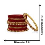 Buy ACCESSHER Gold Plated Rhinestone Bangles, Delicate Gold Beads Bangles & Velvet Bangles Mix Set of 20- (Size - 2.6) - Purplle