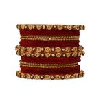 Buy ACCESSHER Gold Plated Rhinestone Bangles, Delicate Gold Beads Bangles & Velvet Bangles Mix Set of 20- (Size - 2.6) - Purplle
