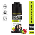 Buy Indica Easy Do-It-Yourself Hair Color Shampoo Pump Pack with 5 Herbal Extracts and 100% Ammonia Free, Long Lasting Formula, 180 ML - Natural Black Colour (Gloves Included) - Purplle