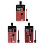 Buy Maybelline New York Sensational Liquid Matte Minis Pack of 3 - Soft Wine, Best Babe, Bare It All - Purplle