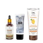 Buy Combo of 3- BB Cream 30 gm & Vitamin C Exfoliating Face Wash 100ml & Glow Face Serum 30ml - Purplle