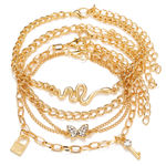 Buy Jewels Galaxy Set of 4 Gold-Plated Link Bracelets cum Anklets - Purplle