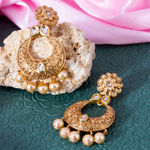Buy Jewels Galaxy Gold-Plated Stone-Studded Crescent-Shaped Chandbalis - Purplle