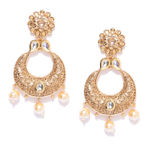 Buy Jewels Galaxy Gold-Plated Stone-Studded Crescent-Shaped Chandbalis - Purplle