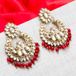 Buy Jewels Galaxy Red Antique Gold-Plated Stone-Studded Crescent Shaped Chandbalis - Purplle