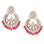 Buy Jewels Galaxy Red Antique Gold-Plated Stone-Studded Crescent Shaped Chandbalis - Purplle