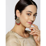 Buy Jewels Galaxy Red Antique Gold-Plated Stone-Studded Crescent Shaped Chandbalis - Purplle