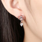 Buy Jewels Galaxy Rose Gold-Plated Stone-Studded Heart Shaped Drop Earrings - Purplle