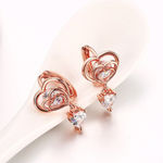 Buy Jewels Galaxy Rose Gold-Plated Stone-Studded Heart Shaped Drop Earrings - Purplle