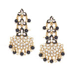 Buy Jewels Galaxy Black Gold-Plated Stone-Studded Beaded Crescent Shaped Chandbalis - Purplle