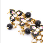 Buy Jewels Galaxy Black Gold-Plated Stone-Studded Beaded Crescent Shaped Chandbalis - Purplle