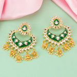 Buy Jewels Galaxy Gold Plated Pearl studded Green Chandbalis - Purplle