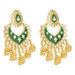 Buy Jewels Galaxy Gold Plated Pearl studded Green Chandbalis - Purplle