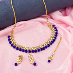 Buy Jewels Galaxy Blue Gold-Plated Artificial Stone Studded Beaded Jewellery Set - Purplle