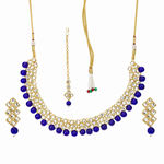 Buy Jewels Galaxy Blue Gold-Plated Artificial Stone Studded Beaded Jewellery Set - Purplle