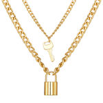 Buy Jewels Galaxy Women Gold-Plated Lock Key Layered Necklace - Purplle