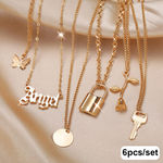 Buy Jewels Galaxy Women Set of 6 Gold-Toned Necklace - Purplle