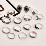 Buy Jewels Galaxy Women Set of 15 Silver-Plated Oxidized Finger Rings - Purplle
