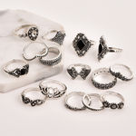 Buy Jewels Galaxy Women Set of 15 Silver-Plated Oxidized Finger Rings - Purplle