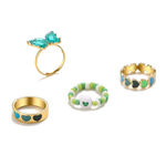 Buy Jewels Galaxy Set Of 4 Gold-Plated Enamelled Design Finger Ring - Purplle