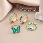 Buy Jewels Galaxy Set Of 4 Gold-Plated Enamelled Design Finger Ring - Purplle