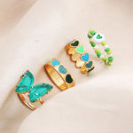 Buy Jewels Galaxy Set Of 4 Gold-Plated Enamelled Design Finger Ring - Purplle