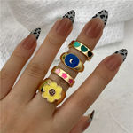 Buy Jewels Galaxy Set Of 4 Gold-Plated Multi-Coloured Enamelled Design Finger Ring - Purplle