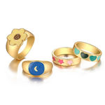Buy Jewels Galaxy Set Of 4 Gold-Plated Multi-Coloured Enamelled Design Finger Ring - Purplle