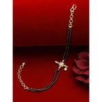 Buy Jazz And Sizzle Women Gold-Plated & Black Stone Beaded American Diamond Hand Mangalsutra - Purplle