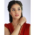 Buy Jazz And Sizzle Women Gold-Plated & Black Stone Beaded American Diamond Hand Mangalsutra - Purplle