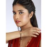 Buy Jazz And Sizzle Women Gold-Plated & Black Stone Beaded American Diamond Hand Mangalsutra - Purplle