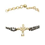 Buy Jazz And Sizzle Women Gold-Plated & Black Stone Beaded American Diamond Hand Mangalsutra - Purplle