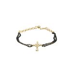 Buy Jazz And Sizzle Women Gold-Plated & Black Stone Beaded American Diamond Hand Mangalsutra - Purplle