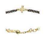 Buy Jazz And Sizzle Women Gold-Plated & Black Stone Beaded American Diamond Hand Mangalsutra - Purplle