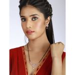Buy Jazz And Sizzle Rose Gold-Plated Black Beaded & White AD Stone-Studded Mangalsutra With Earrings - Purplle