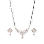 Buy Jazz And Sizzle Rose Gold-Plated Black Beaded & White AD Stone-Studded Mangalsutra With Earrings - Purplle
