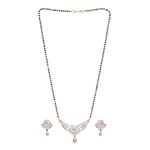 Buy Jazz And Sizzle Rose Gold-Plated Black Beaded & White AD Stone-Studded Mangalsutra With Earrings - Purplle