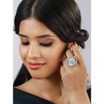 Buy Jazz And Sizzle Gold-Plated Pink & White Stone Studded Antique Finger Ring - Purplle