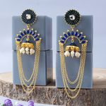 Buy Golden Peacock Blue & Gold-Toned Contemporary Drop Earrings - Purplle