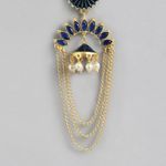 Buy Golden Peacock Blue & Gold-Toned Contemporary Drop Earrings - Purplle