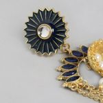 Buy Golden Peacock Blue & Gold-Toned Contemporary Drop Earrings - Purplle